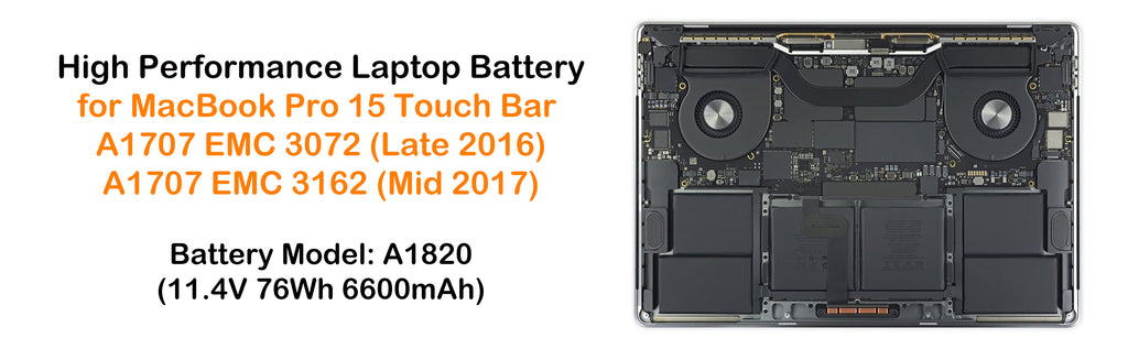 76Wh A1820 Battery for Late 2016 Mid 2017 Apple MacBook Pro 15" Touch Bar A1707 EMC 3072 EMC 3162 MLH32LL/A MLH42LL/A MPTR2LL/A MPTT2LL/A Apple MacBook Pro 15 Inch Touch Bar A1707 Battery A1820