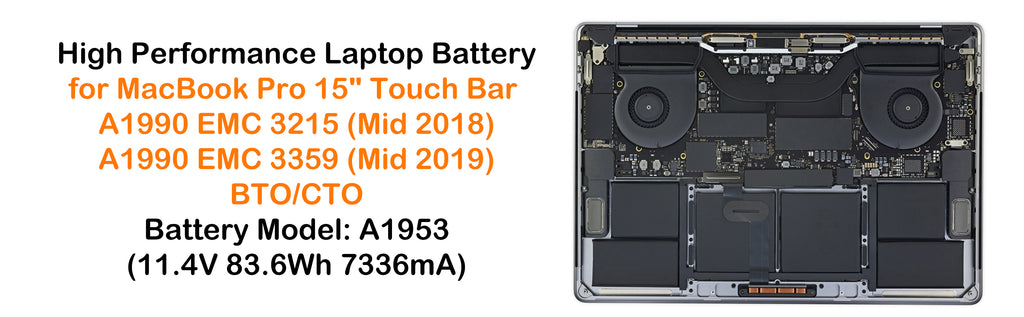 83.6Wh A1953 Battery for Mid 2018 2019 Apple MacBook Pro 15" A1990 EMC 3215 EMC 3359 BTO/CTO MR932LL/A MR942LL/A MR972LL/A MV902LL/A MV912LL/A MacBook Pro 15 Inch Touch Bar A1990 Battery A1953