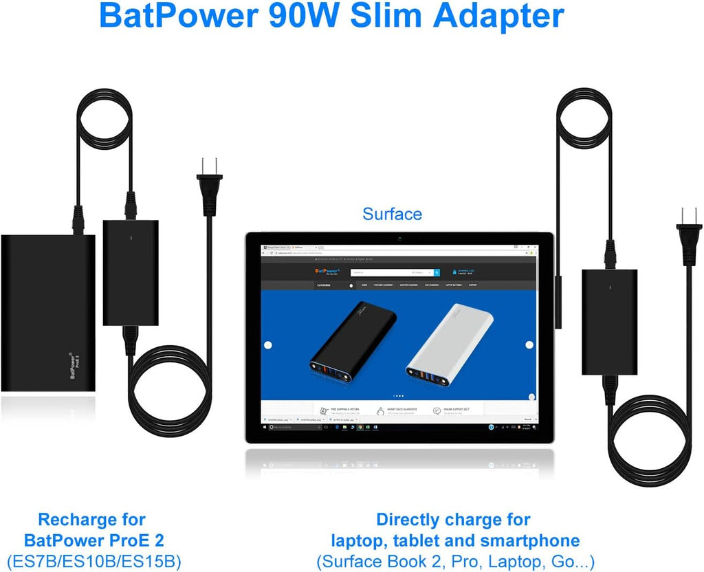 Surface External Battery for Microsoft Surface Pro Book Go Laptop Surface Pro External Battery Power Bank Portable Charger BatPower ProE 2 98Wh 148Wh 210Wh