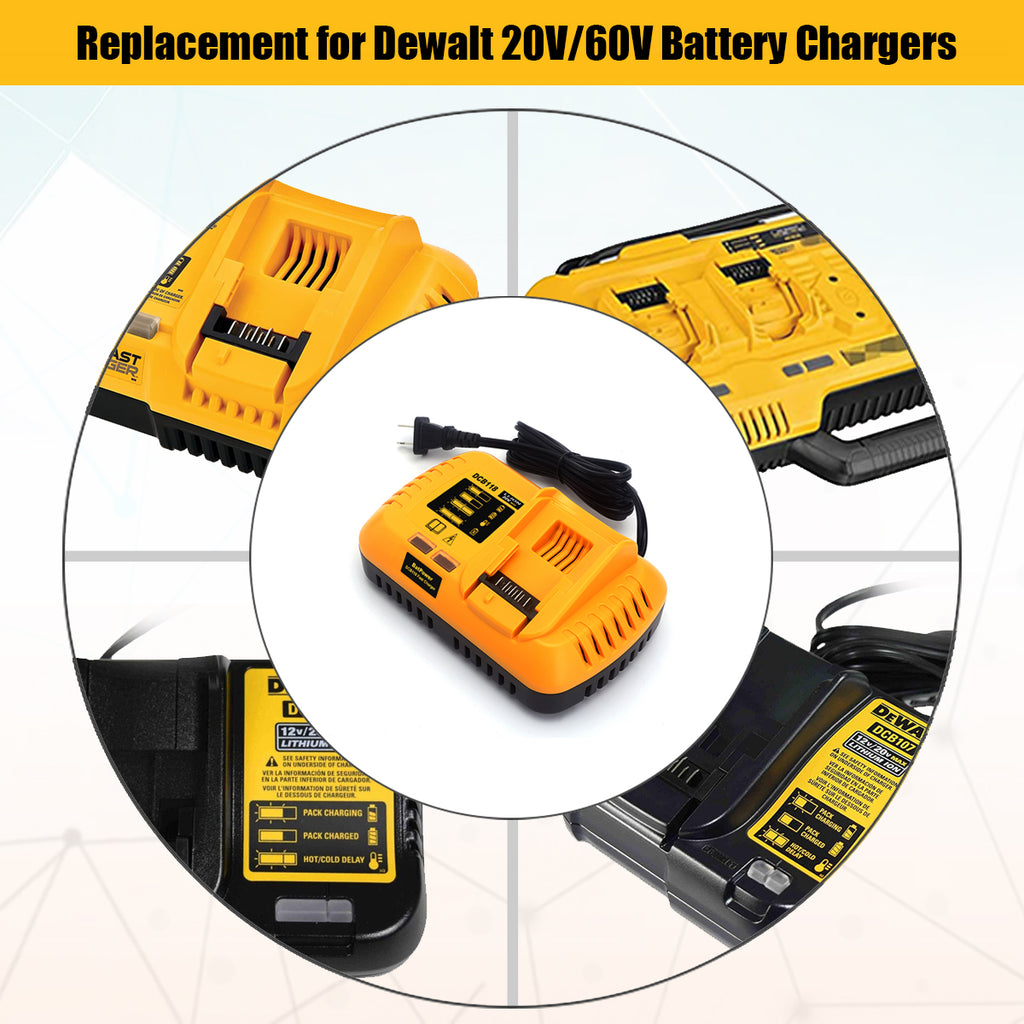 8.5Ah 20V Max Battery and Charger Combo Replacement for Dewalt 20V Battery and Charger Kit 8Ah 7Ah 6Ah DCB208 DCB207 DCB206 Compatible with Dewalt 20v Batteries with Charger