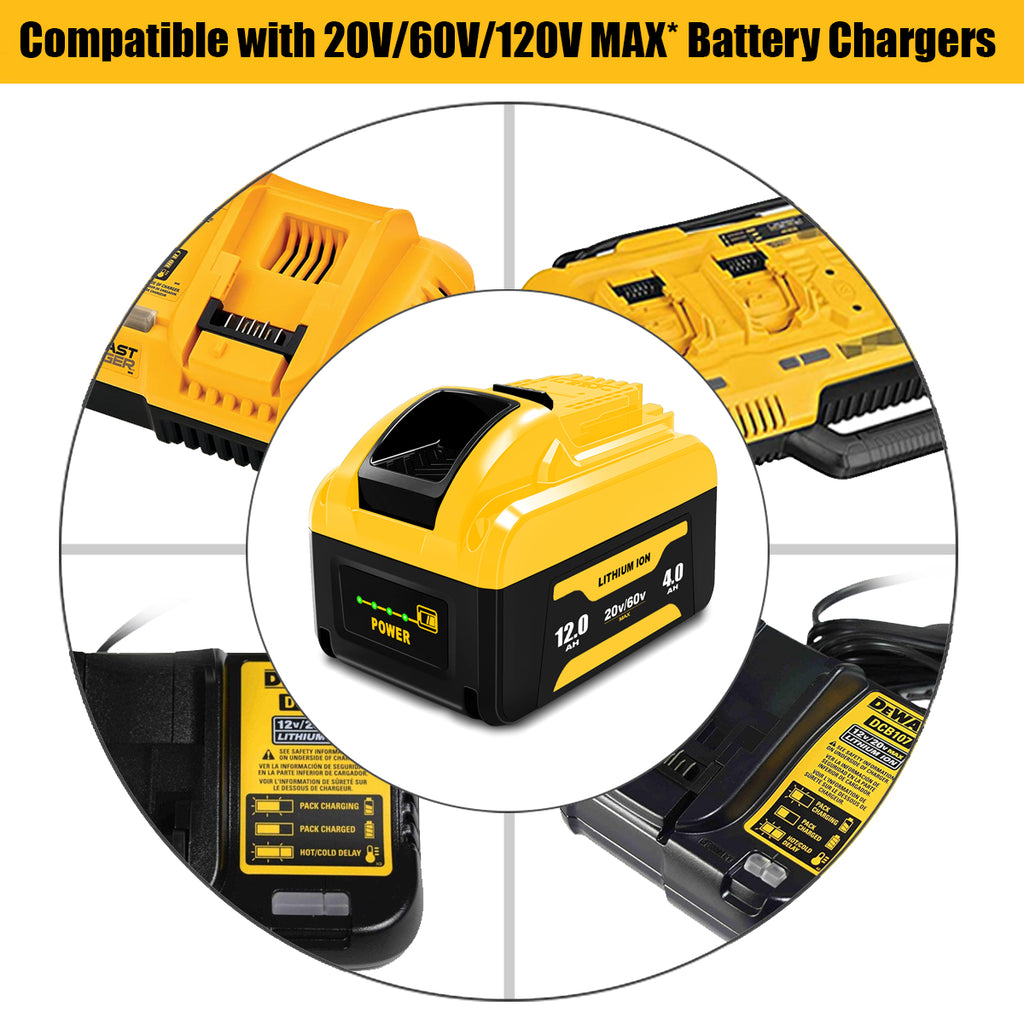 20V 60V Battery & Charger – Compatible with DEWALT 20V Max and 60V Tools
