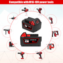 Load image into Gallery viewer, 48-11-1865 18V 6.5AH Lithium XC6.0 Extended Capacity Battery Replacement for Milwaukee 18V Battery M18 6.0Ah 5.0Ah 4.0Ah 3.0Ah 48-11-1860 48-11-1850