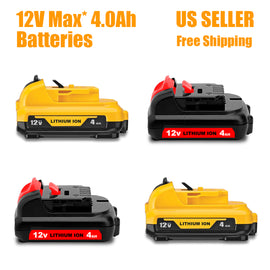 12V Max 4.0Ah Lithium-ion Battery – Compatible with DEWALT 12V Tools