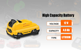 12V Max 4.0Ah Lithium-ion Battery – Compatible with DEWALT 12V Tools