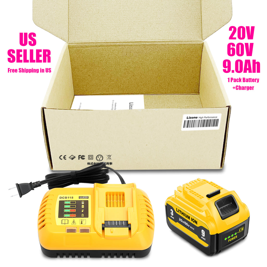 20V 60V Battery & Charger – Compatible with DEWALT 20V Max and 60V Tools
