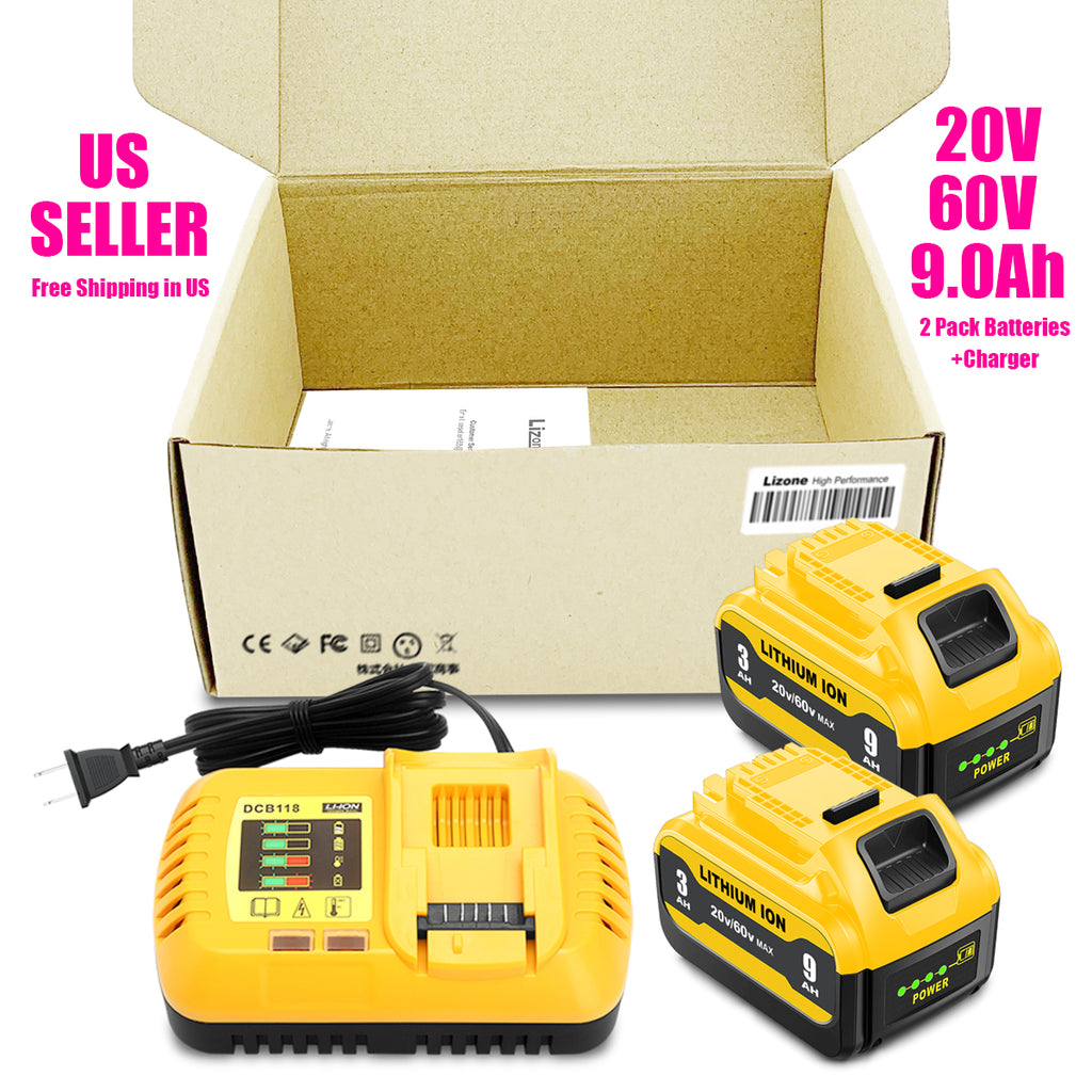 20V 60V Battery & Charger – Compatible with DEWALT 20V Max and 60V Tools