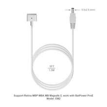 Load image into Gallery viewer, 85W MagSafe 2 1 Charging Cable for Apple MacBook Pro Air MagSafe 1 work with BatPower ProE 2 External Battery Slim Adapter Car Charger and more (Connector 5.5x2.5mm to MagSafe)