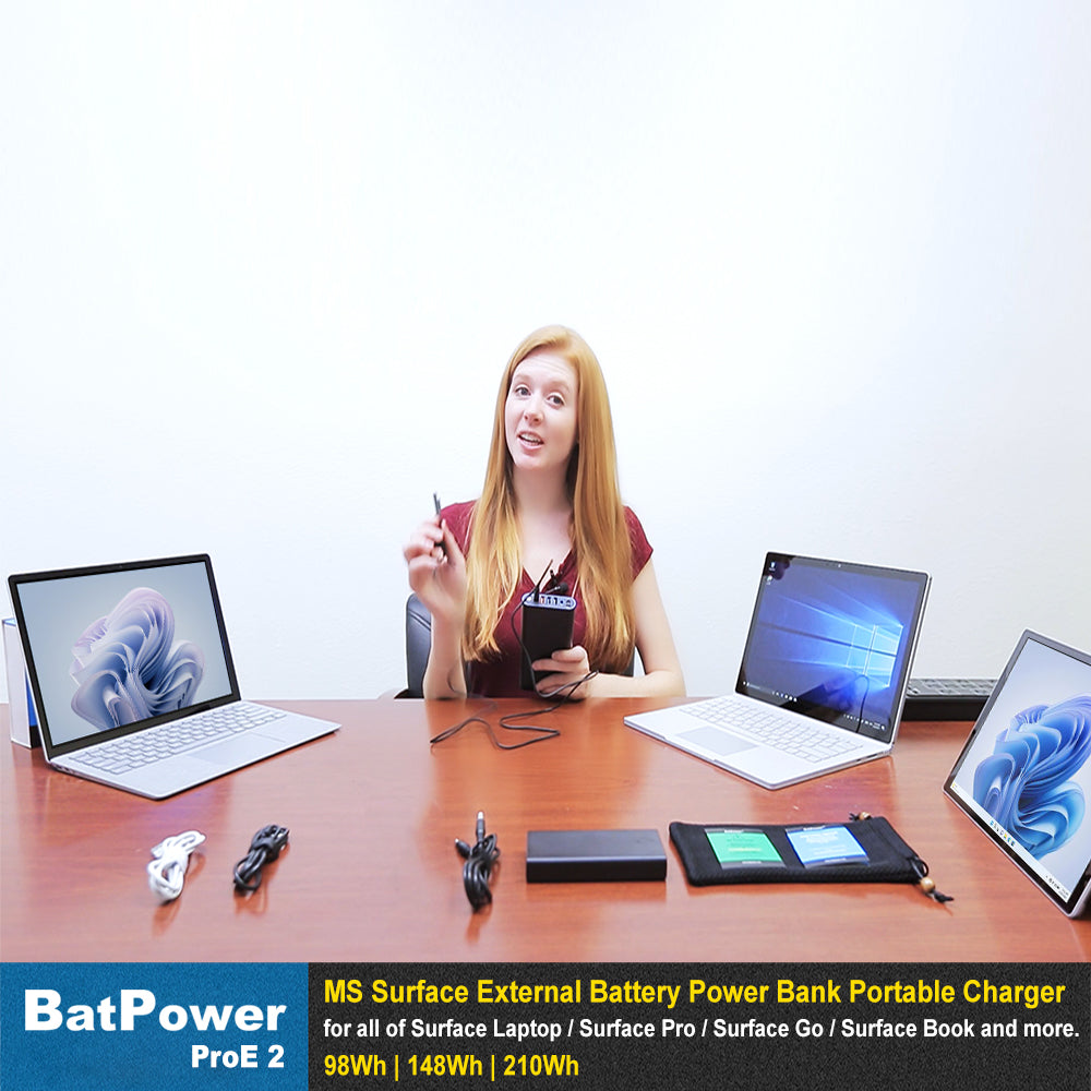 Surface External Battery for Microsoft Surface Pro Book Go Laptop Surface Pro External Battery Power Bank Portable Charger BatPower ProE 2 98Wh 148Wh 210Wh