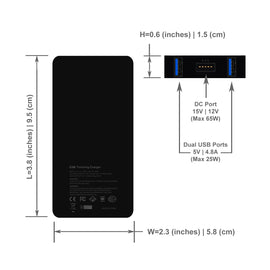 S65 65W Slim Surface Charger for Microsft Surface Pro Laptop Book Go Power Supply adapter with dual QC USB Ports Fast Charge for Tablet & Smartphone.