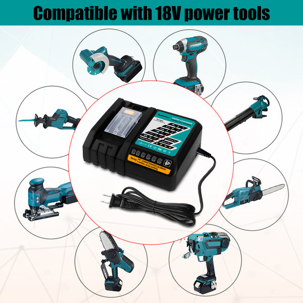 BATTOOL DC18RC 14.4V-18V Schnell-Ladegerät für Makita DC18RA DC18RD