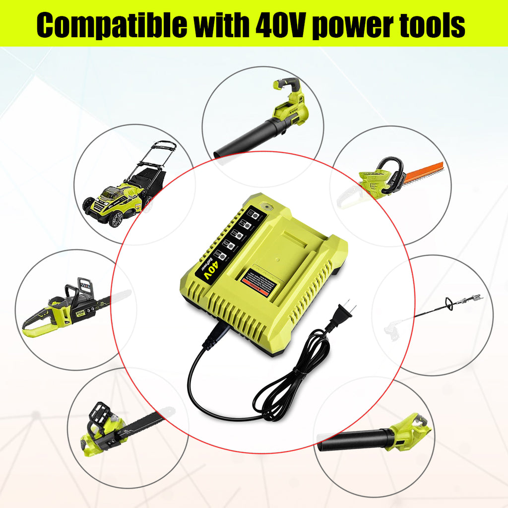 OP401 40V Rapid Battery Charger for Ryobi 40V Rapid Charger OP401, Compatible with Ryobi 40V 6Ah 5Ah 4Ah 3Ah 2.5Ah 2Ah Lithium Battery Fast Charger