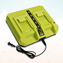 Load image into Gallery viewer, OP401 40V Dual Battery Rapid Charger for Ryobi 40V Rapid Charger OP401, Compatible with Ryobi 40V 6Ah 5Ah 4Ah 3Ah 2.5Ah 2Ah Lithium Dual Battery Fast Charger