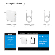 Load image into Gallery viewer, 87W 67W 61W USB-C Charger with USB C cable for Apple MacBook Pro Air 87W 67W 61W USB-C Laptop Power Supply A1719 Ac adapter with QC USB Port