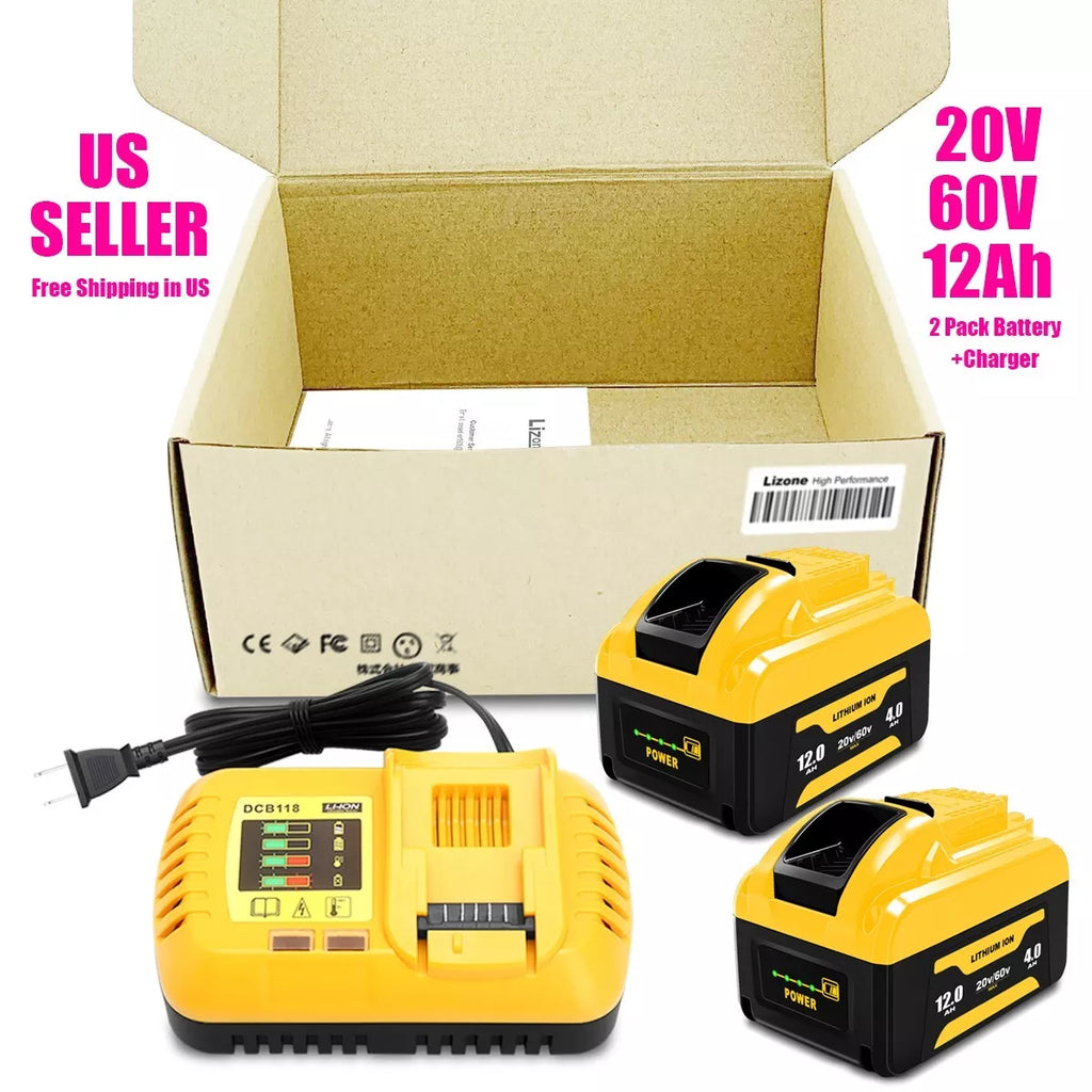 20V 60V Battery & Charger – Compatible with DEWALT 20V Max and 60V Tools
