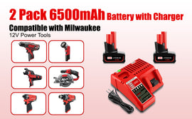 Compatible with Milwaukee 12V M12 Replacement Battery and Charger Kit