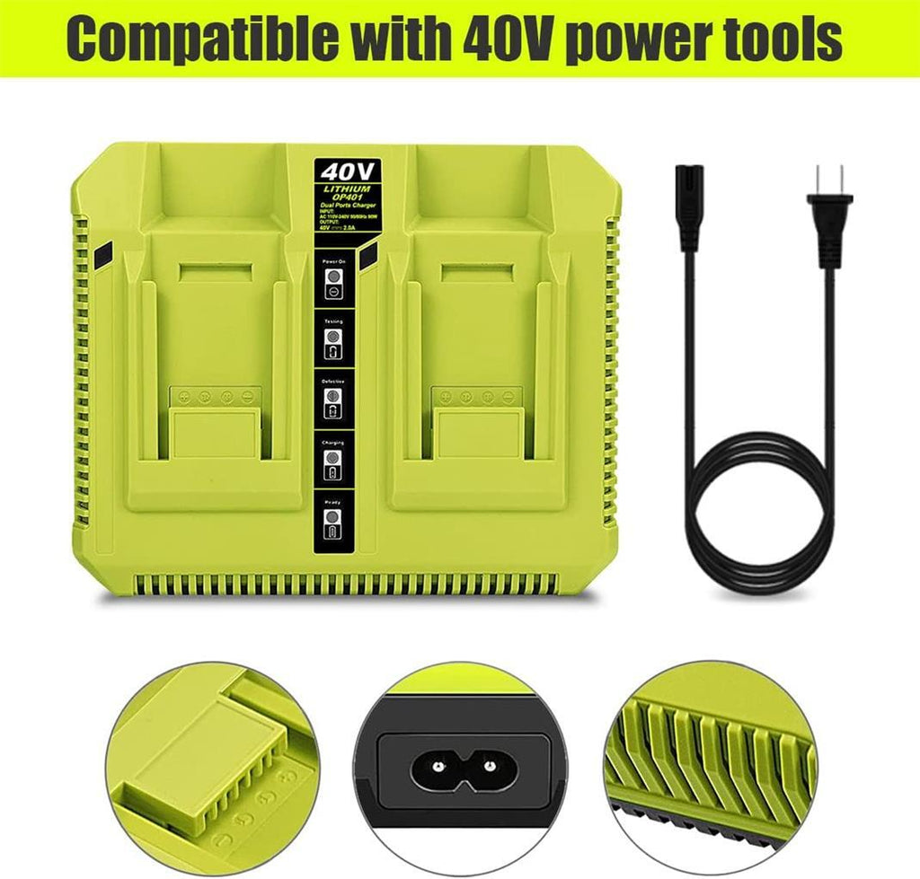 OP401 Dual Charger for Ryobi 40V 4.0Ah OP40404 OP4040 Battery Charger