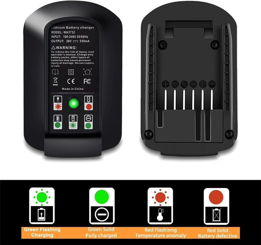 20V Charger for Worx 20V WA3868 WA3525 WA3520 2.0Ah Battery Rapid Charger