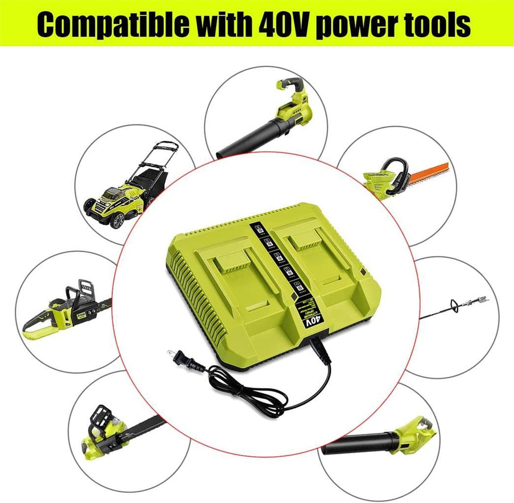 OP401 Dual Charger for Ryobi 40V 6Ah 5Ah 4Ah Lithium Battery Charger