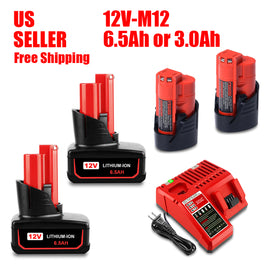 Compatible with Milwaukee 12V M12 Replacement Battery and Charger Kit