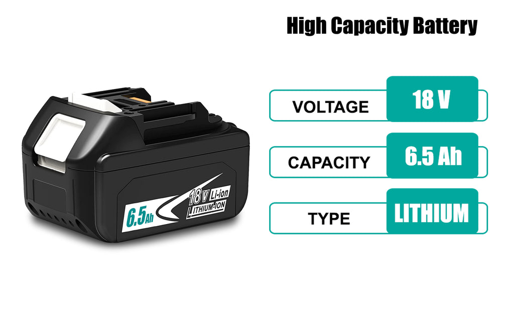 18V 6.5Ah LXT Lithium-Ion Battery & Charger for Makita Tools BL1860B BL1850B BL1840B BL1830B DC18RC