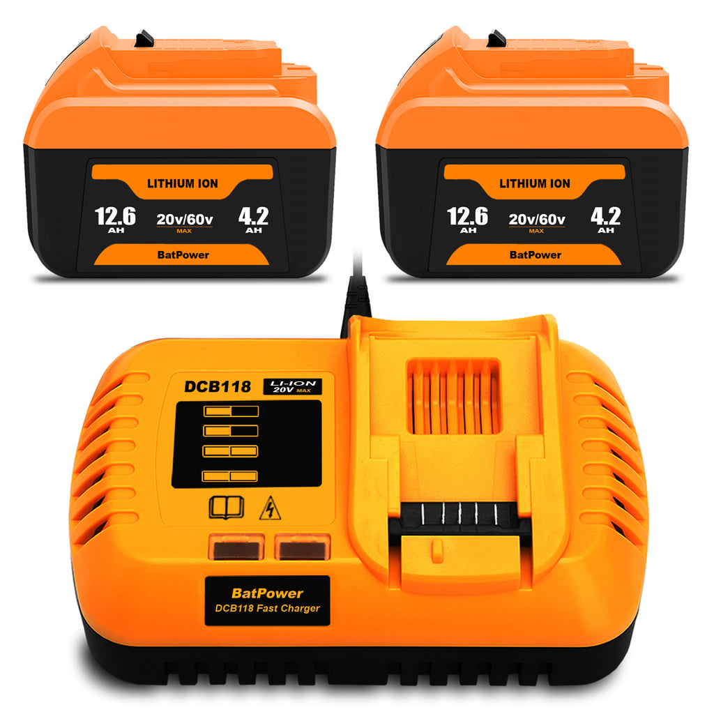 12.6Ah 20v/60v Battery and Charger Replacement for Dewalt 20v 60v Lithium Battery with Charger Combo 12Ah DCB612 Compatible with Dewalt 20v/60v Battery and Charger Kit