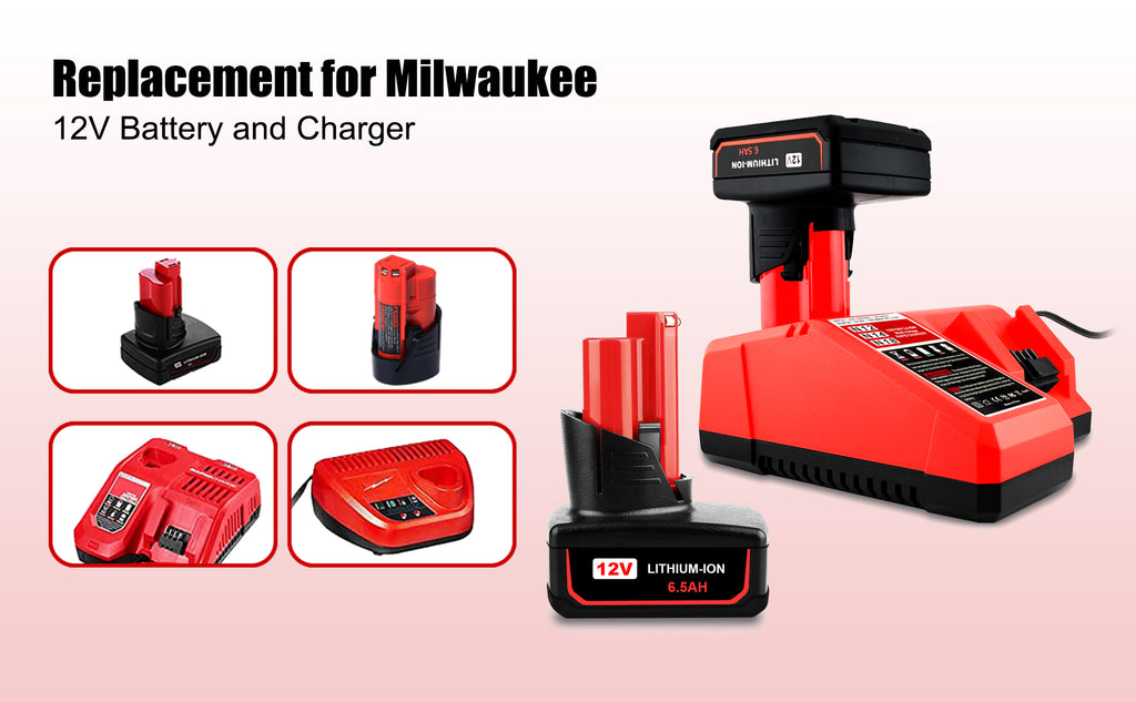 Compatible with Milwaukee 12V M12 Replacement Battery and Charger Kit
