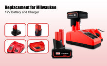 Load image into Gallery viewer, Compatible with Milwaukee 12V M12 Replacement Battery and Charger Kit