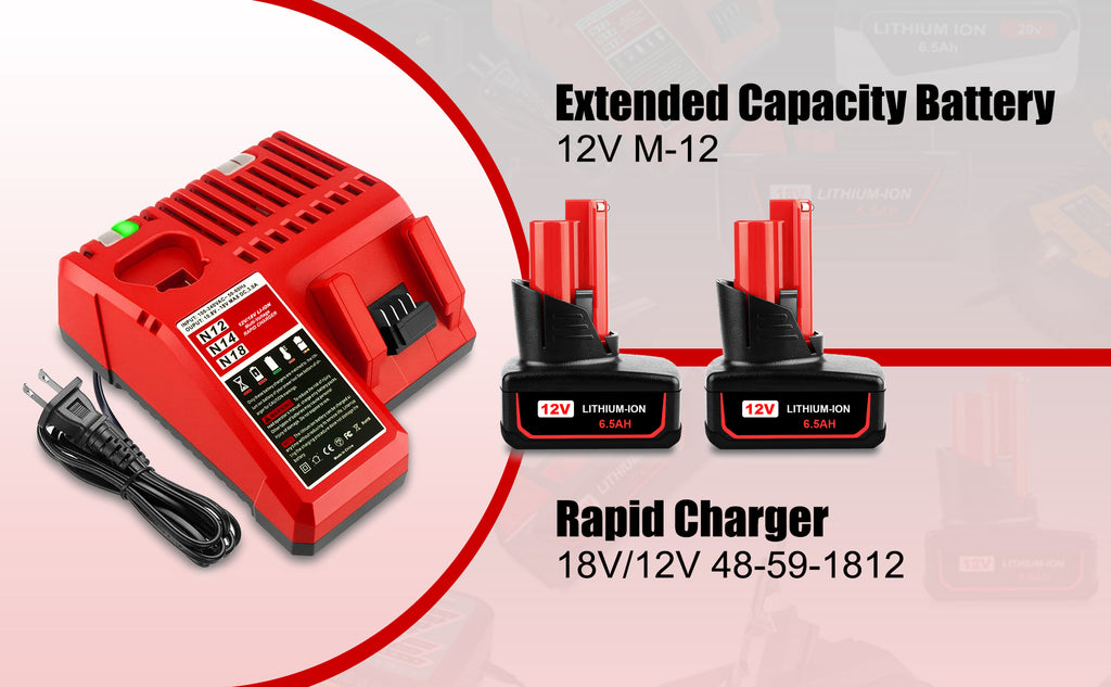 Compatible with Milwaukee 12V M12 Replacement Battery and Charger Kit