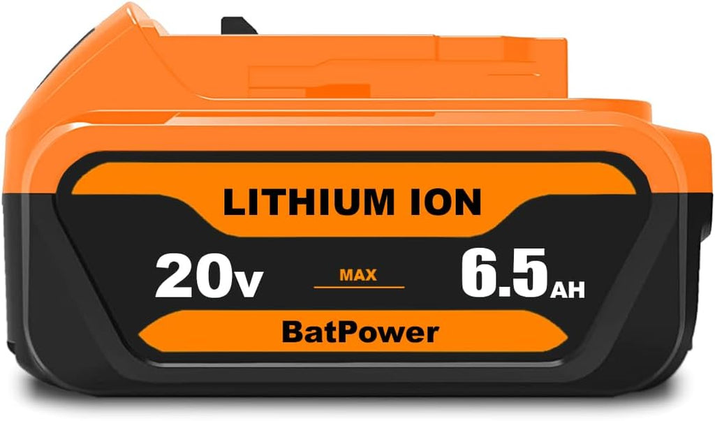 6.5Ah 20V Max Battery Premium 6.0Ah DCB206 Replacement for Dewalt 20V Battery 6.0Ah 5.0Ah 4.0Ah DCB206 DCB204 DCB205-2 Lithium Ion Compatible with Dewalt 20v Max XR Battery 6Ah 5Ah 4Ah