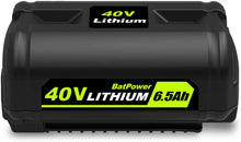 Load image into Gallery viewer, 6.5AH OP40602 40V Lithium Battery for Ryobi 40V Battery 6Ah 5Ah 4Ah 3Ah 2.6Ah 2Ah OP40602 OP40601 OP4050A OP4040 OP4060 OP40404 OP40301 OP40261 Compatible with Ryobi 40 Volt Battery