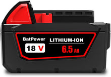 Load image into Gallery viewer, 48-11-1865 18V 6.5AH Lithium XC6.0 Extended Capacity Battery Replacement for Milwaukee 18V Battery M18 6.0Ah 5.0Ah 4.0Ah 3.0Ah 48-11-1860 48-11-1850