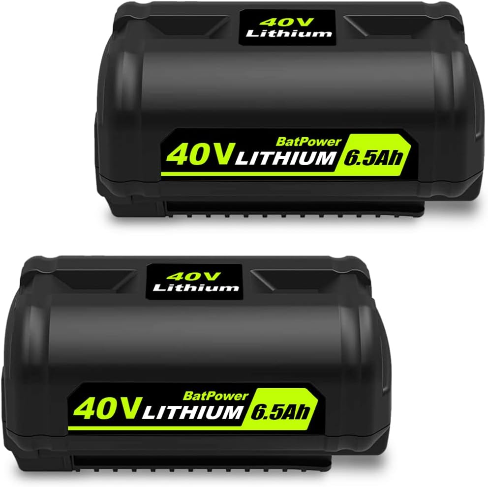 6.5AH OP40602 40V Lithium Battery for Ryobi 40V Battery 6Ah 5Ah 4Ah 3Ah 2.6Ah 2Ah OP40602 OP40601 OP4050A OP4040 OP4060 OP40404 OP40301 OP40261 Compatible with Ryobi 40 Volt Battery