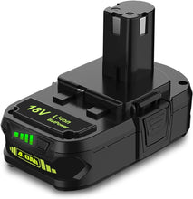 Load image into Gallery viewer, P190 18 Volt 4.0Ah Compact Battery for Ryobi 18V Battery 3.0Ah 2.0Ah 1.5Ah P190 P191 PBP003 PBP006 P189 PBP002 Compatible with Ryobi 18 Volt ONE+ Battery 2Ah 36Wh 1.5Ah 27Wh 3Ah 54Wh