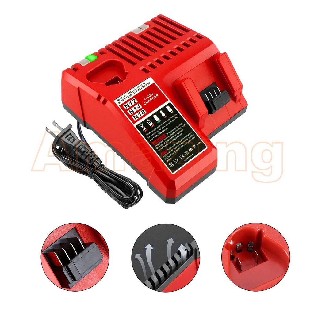 Rapid Charger 48-59-1812 for Milwaukee M12 M18 12-18V 48-11-1860 Li-ion Battery