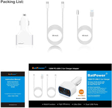 Load image into Gallery viewer, BatPower 120W PD USB-C Laptop Car Charger High Power Delivery for USB-C Laptop Car Charger DC 12v-24v Auto Charger Vehicle Charger USB-C
