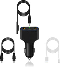 Load image into Gallery viewer, 120W Surface Laptop Car Charger High Power Delivery for Microsoft Surface Laptop Book Go Surface Pro Car Charger 12-24V DC Auto Vehicle Charger CCS2