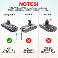 Load image into Gallery viewer, BatPower 2 Pack 6500mAh 25.2V V12 Replacement Battery for Dyson V12 Detect Slim SV20 SV26 SV30 SV34 SV35 SV46 965470-01 394167-1 386706-85 Vacuum Cleaner Batteries