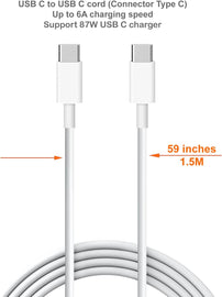 6.6FT 140W 96W 87W 67W 61W 30W 29W USB C Charge Cable for Apple MacBook Pro Air laptops iPad tablets and iPhone Smartphones Charging Cable