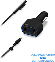 Load image into Gallery viewer, 120W Surface Laptop Car Charger High Power Delivery for Microsoft Surface Laptop Book Go Surface Pro Car Charger 12-24V DC Auto Vehicle Charger CCS2