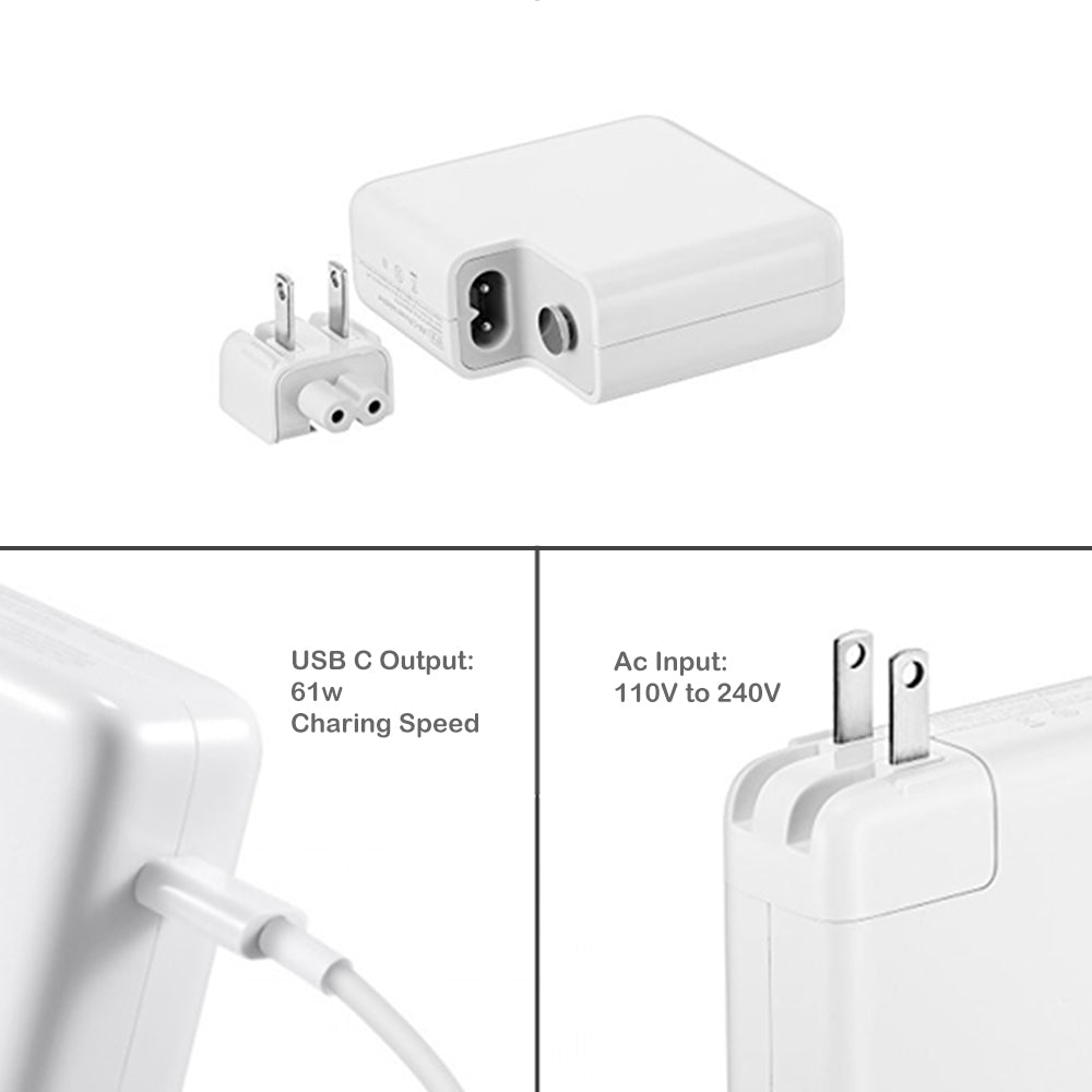 A1718 61W USB-C Charger with USB C cable for Apple MacBook Pro Air 61W USB-C Laptop Power Supply A1718 Ac Adapter