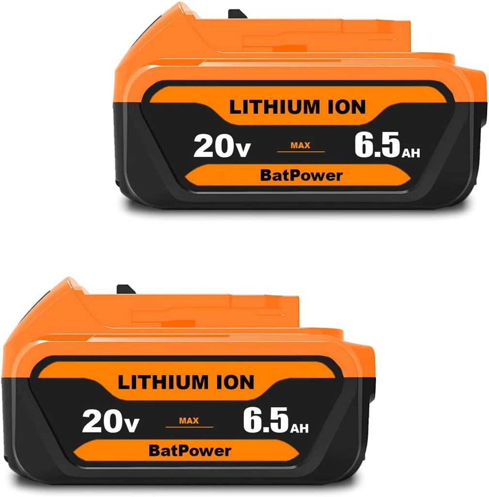 6.5Ah 20V Max Battery Premium 6.0Ah DCB206 Replacement for Dewalt 20V Battery 6.0Ah 5.0Ah 4.0Ah DCB206 DCB204 DCB205-2 Lithium Ion Compatible with Dewalt 20v Max XR Battery 6Ah 5Ah 4Ah