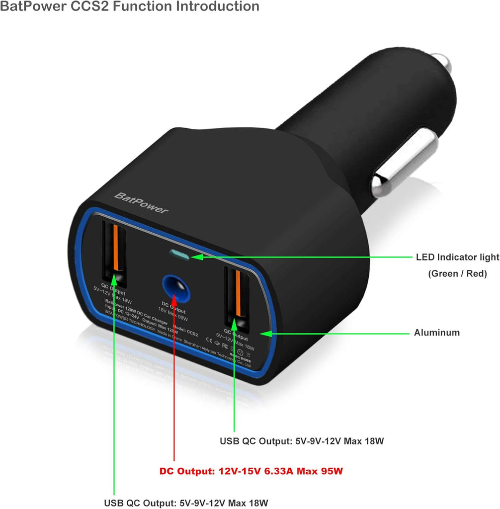 120W Surface Laptop Car Charger High Power Delivery for Microsoft Surface Laptop Book Go Surface Pro Car Charger 12-24V DC Auto Vehicle Charger CCS2