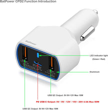 Load image into Gallery viewer, BatPower 120W PD USB-C Laptop Car Charger High Power Delivery for USB-C Laptop Car Charger DC 12v-24v Auto Charger Vehicle Charger USB-C