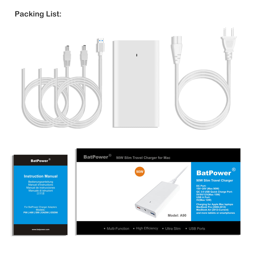 120W Laptop Charger Slim High Power Delivery for Apple MacBook Pro/Air Charger Magsafe 2 Charger 85W 60W 45W Power Supply Ac adapter A90