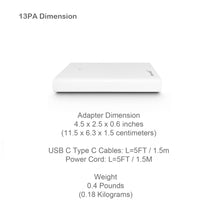 Load image into Gallery viewer, AT13PA Laptop USB C Power adapter with 130W 90W Power Delivery for Apple MacBook Pro Air Slim Charger Microsoft Surface Pro USB-C Power Supply Laptop HP Dell Laptop Power Supply