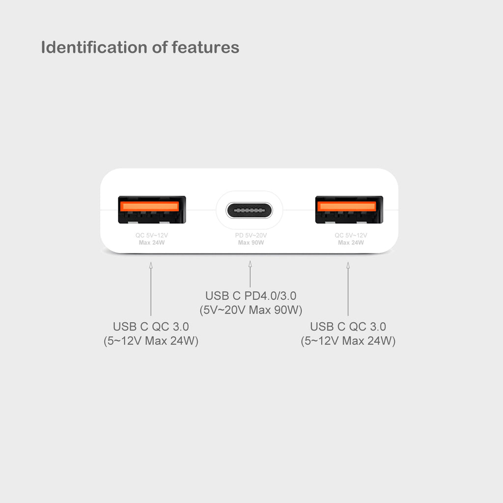AT13PA Laptop USB C Power adapter with 130W 90W Power Delivery for Apple MacBook Pro Air Slim Charger Microsoft Surface Pro USB-C Power Supply Laptop HP Dell Laptop Power Supply