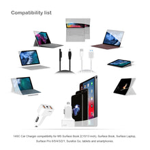 Load image into Gallery viewer, AT14SC UL Car Charger with 140W Power Delivery for Microsoft Surface Pro Laptop Book Go Car Charger with Dual USB Quick Charge Ports