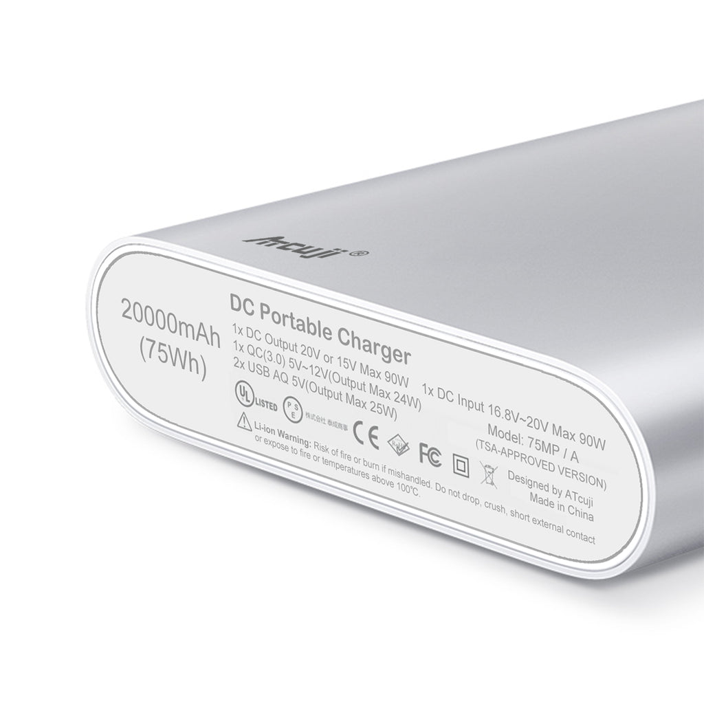 AT20MA 20000mAh External Battery + adapter 130W Power Delivery for MacBook Air 13 11 Power Bank Apple iPhone External Battery iPad Samsung Galaxy Google Tablet Smartphone(TSA Approved)