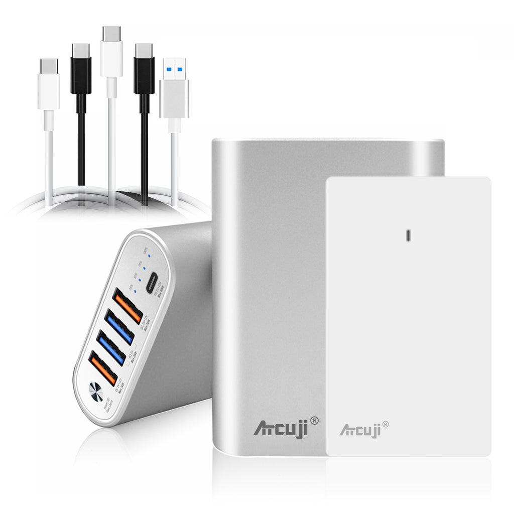 AT20PA 20000mAh USB C External Battery + adapter 120W 61W Power Delivery for Apple MacBook Pro Air USB C External Battery Microsoft Surface Pro Laptop Portable Charger HP Dell Razer Lenovo Asus laptop tablet (TSA Approved)