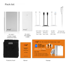 Load image into Gallery viewer, AT20PA 20000mAh USB C External Battery + adapter 120W 61W Power Delivery for Apple MacBook Pro Air USB C External Battery Microsoft Surface Pro Laptop Portable Charger HP Dell Razer Lenovo Asus laptop tablet (TSA Approved)